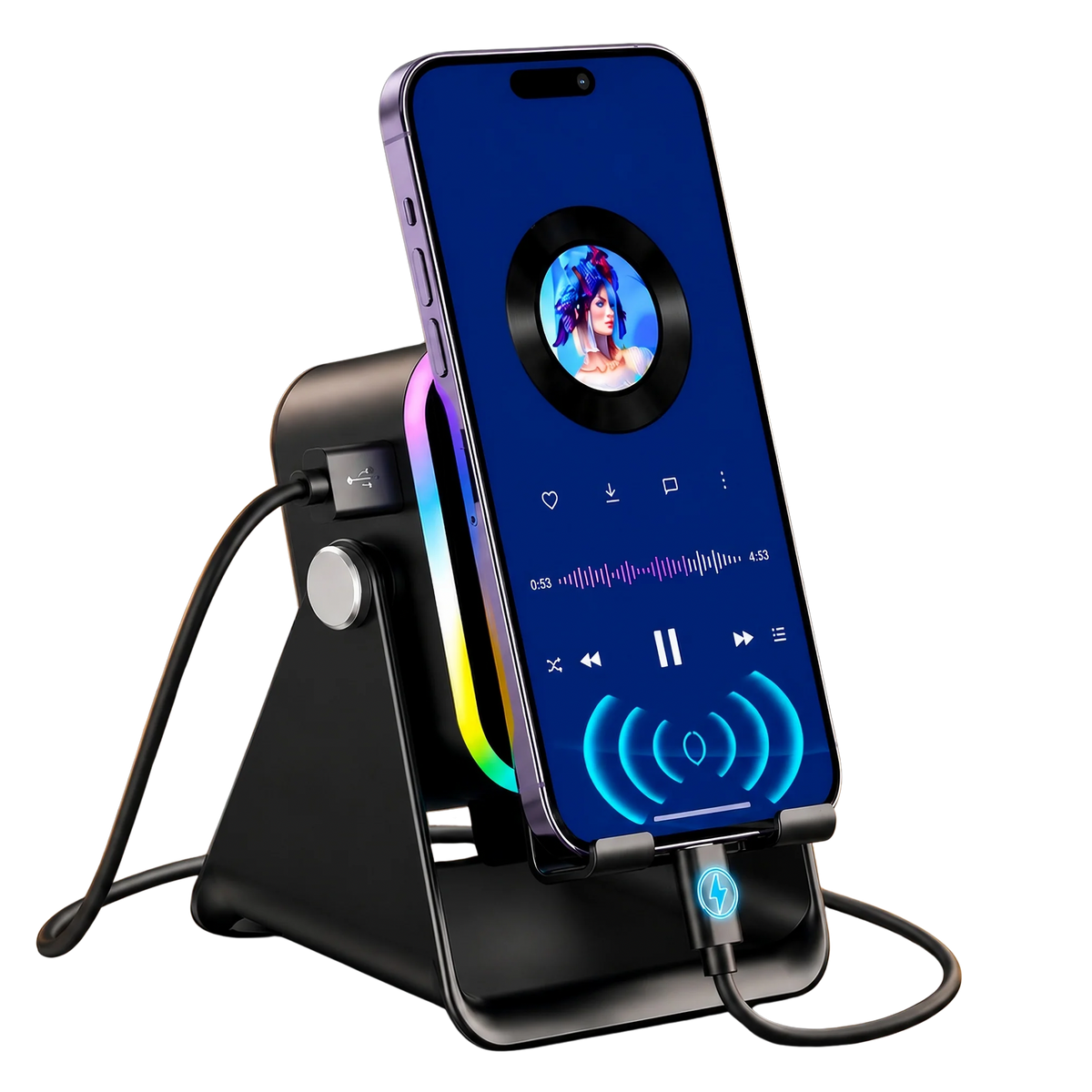 LumiSpeaker™ 5-in-1 Wireless Induction Speaker & RGB Phone Stand