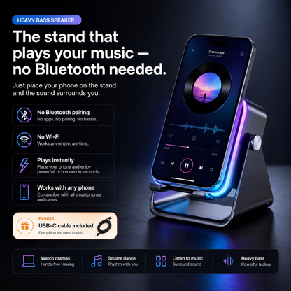 LumiSpeaker™ 5-in-1 Wireless Induction Speaker & RGB Phone Stand