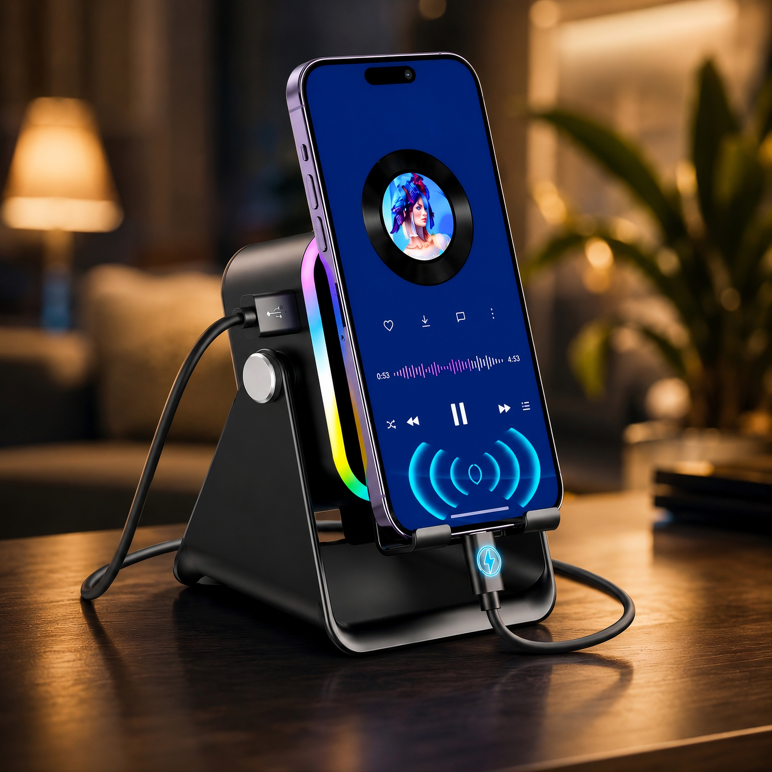 LumiSpeaker™ 5-in-1 Wireless Induction Speaker & RGB Phone Stand